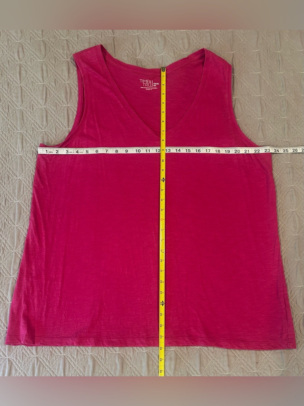 Time and Tru Hot Pink V-Neck Sleeveless Tank Top